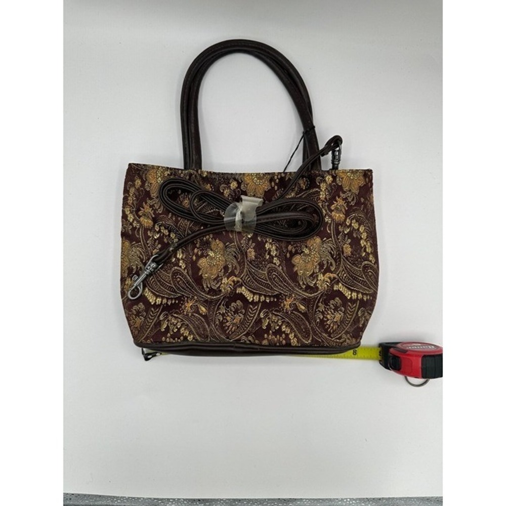 Bueno Butterfly Applique Tapestry Shoulder Purse Brown Tan Mini Handbag NWT - Picture 2 of 4